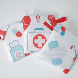Mini -Notfalltasche - Pflaster -und Tabletten Täschchen - Tampontasche aus wasserabweisendem Stoff