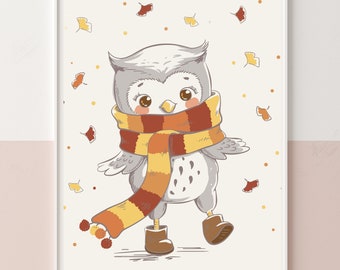 Children's room picture "Owl in Autumn"