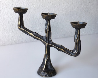 Massive 3-flame brutalist candlestick