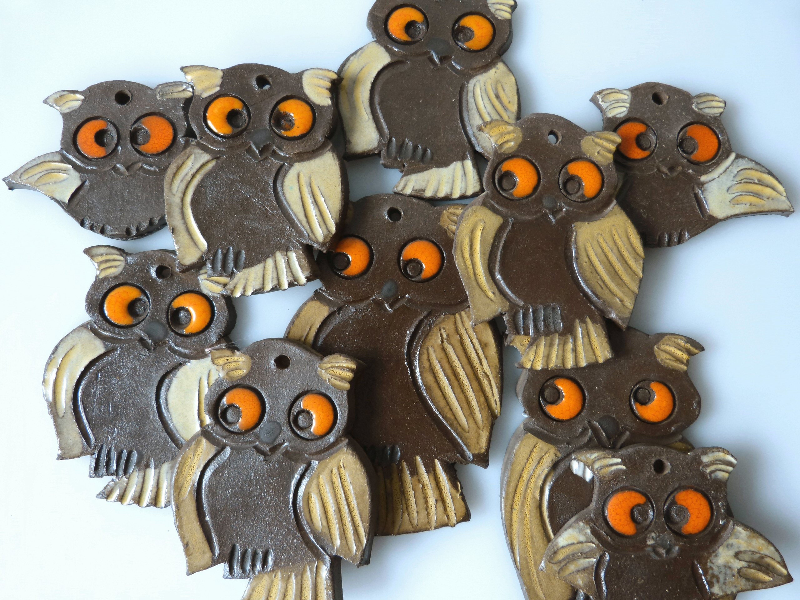 Conjunto de búhos de cerámica estilizados Etsy Conjunto de búhos de cerámica estilizados Etsy