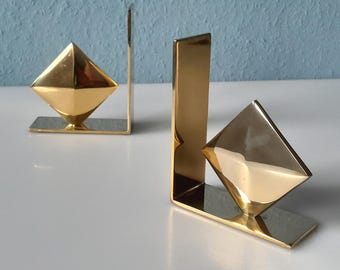 Minimalist brass bookends