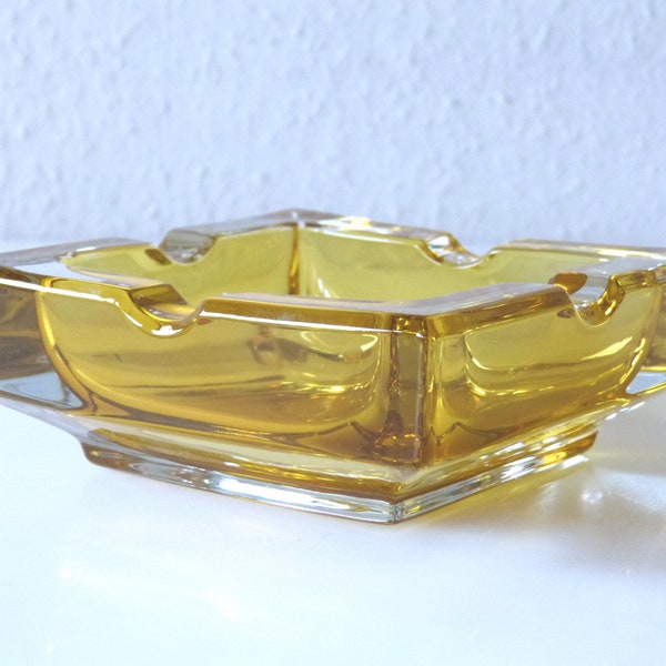 Yellow Glass Ashtrays Etsy
