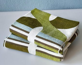 Olive green curtains from the 60s - 183 cm x 105 cm