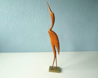 Grulla estilizada XL hecha de teca