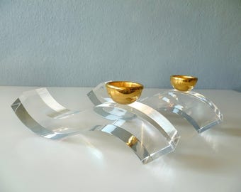 Minimalist candle holders made of acrylic and brass
