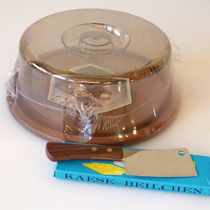 Teak Käseglocke und Käsebeilchen