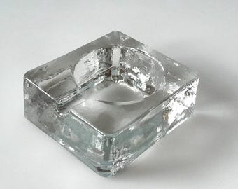 Minimalist block glass ashtray