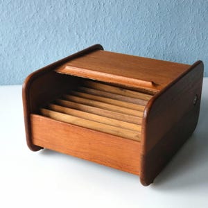 Teakhouten kaartenbak voor DIN A7