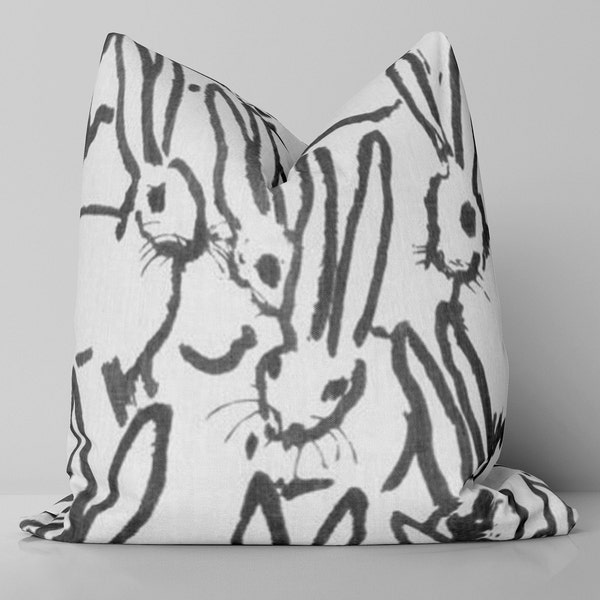 Hutch Bunny Pillow Cover/ Ivory/Black