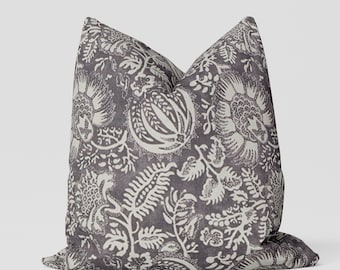 Pomegranate Print  Pillow Cover/ Charcoal