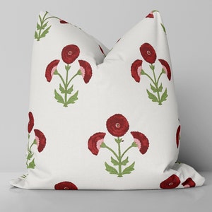 Saranda Flower Pillow Cover/ Cardinal