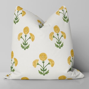 Saranda Flower Pillow Cover/ Marigold