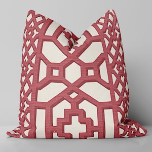 Zanzibar Trellis Matte Pillow Cover/ Red
