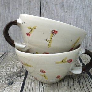 Milchkaffeetasse "Röschen"-getöpfert