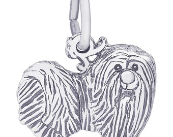 Three-dimensional Sterling Silver Maltese Dog Charm