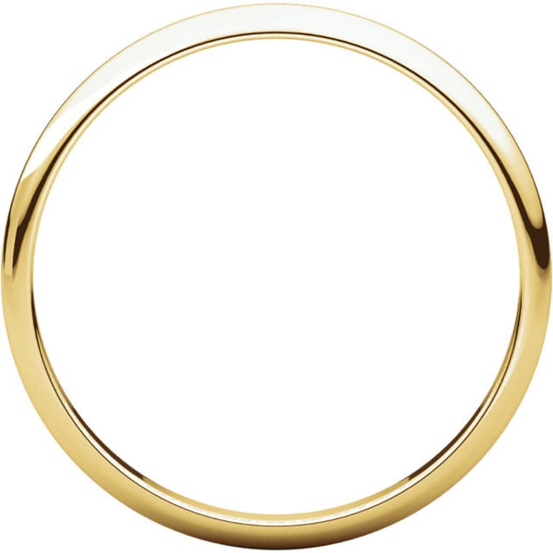 10K Yellow Gold 2mm Half Round Light Wedding Band