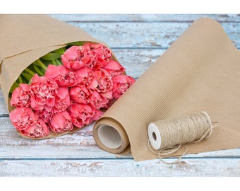 DECORATION SET: decorative natural corrugated paper and natural jute string