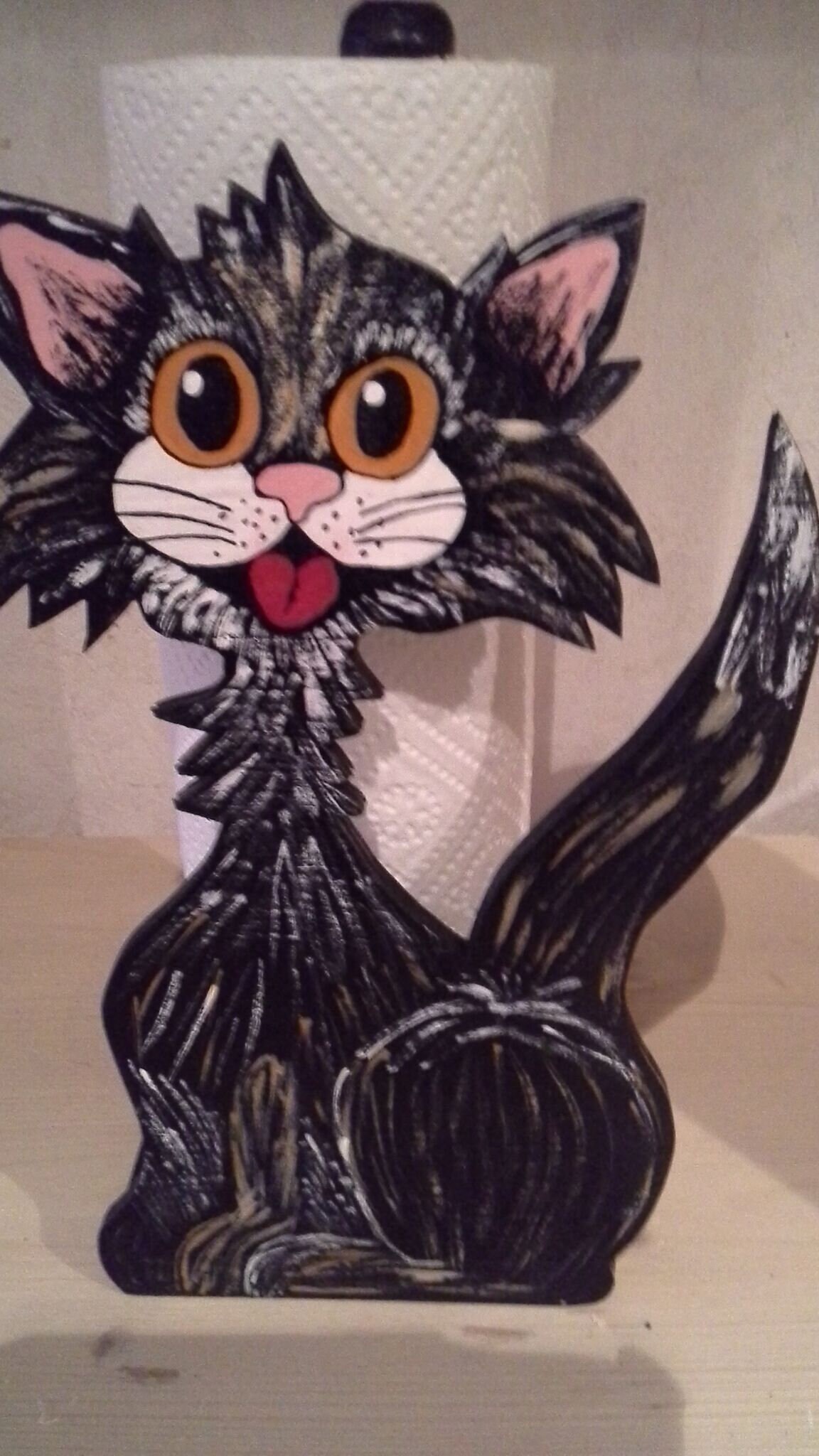 Kitchen Roll Holder Cat Etsy