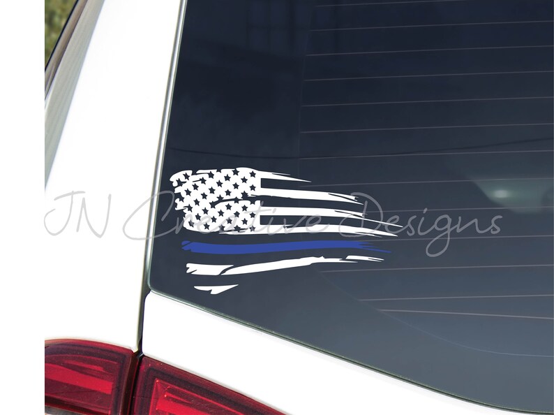 Thin Blue Line Decal American Flag Decal Car Decal Law Etsy
