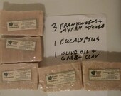 5 Bars GOAT MILK SOAP Happy Goat Creamery Eucalyptus Frankincense Myrrh and Shea Butter olive oil and green clay Fast Shipping 15 oz total