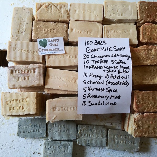 100 Bars Special Order Goat Milk Soap Happy Goat Creamery FREE SHIPPING special order Bars in photos are different than bars you receive!