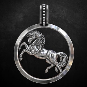 Horse Pendant *10k/14k/18k White, Yellow, Rose, Green Gold, Gold Plating & Silver* Animal Farm Race Charm Necklace Women Men Gift