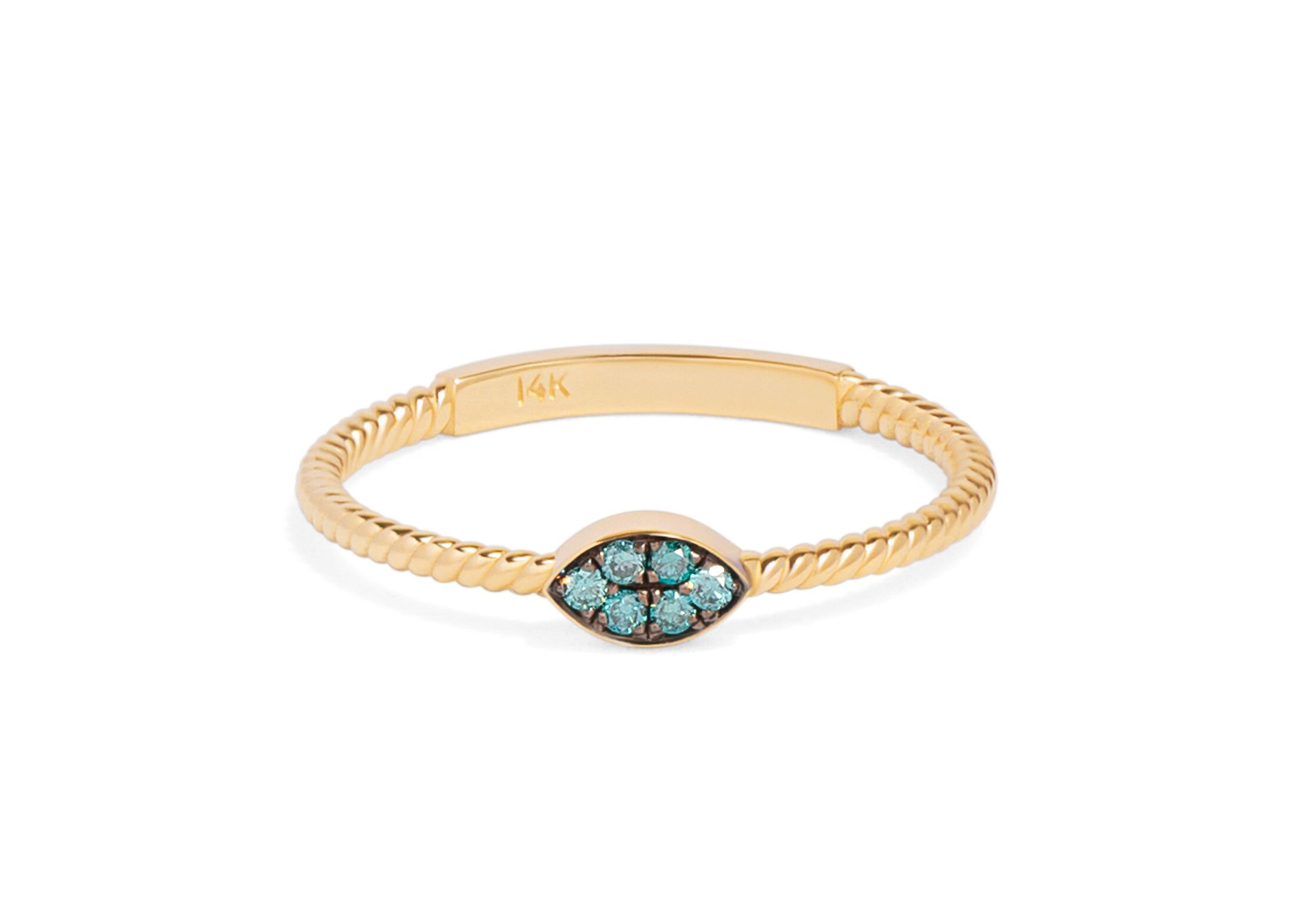 Round Blue Diamonds Stacking Ring - Etsy
