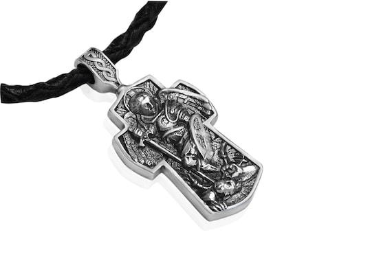 St Michael Archangel Silver Cross Shield Prayer Medal - St Michael Archangel Cross Shield Charm Silver Pendant Necklace St Michael Archangel Silver Cross Shield Prayer Medal - St Michael Archangel Cross Shield Charm Silver Pendant Necklace