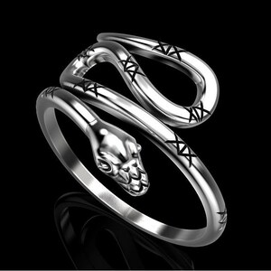 Snake Verstelbare Zilveren Ring of 14k/18k Goud, Agustable ring, Natuur ring