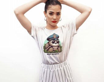 Funny Owl Cop T-Shirt: Hoot on Duty Graphic Tee