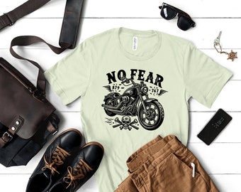 No Fear Motorcycle T-Shirt: Retro Biker Graphic Tee