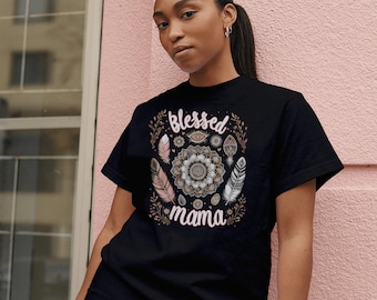 Mama Bear T-Shirt: Blessed Mom Floral Design