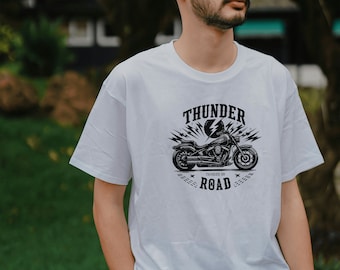 Thunder Road Motorcycle T-Shirt: Retro Biker Design