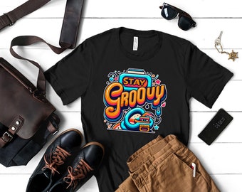 Retro 'Stay Groovy' Unisex T-shirt: 70s Style Cotton Tee