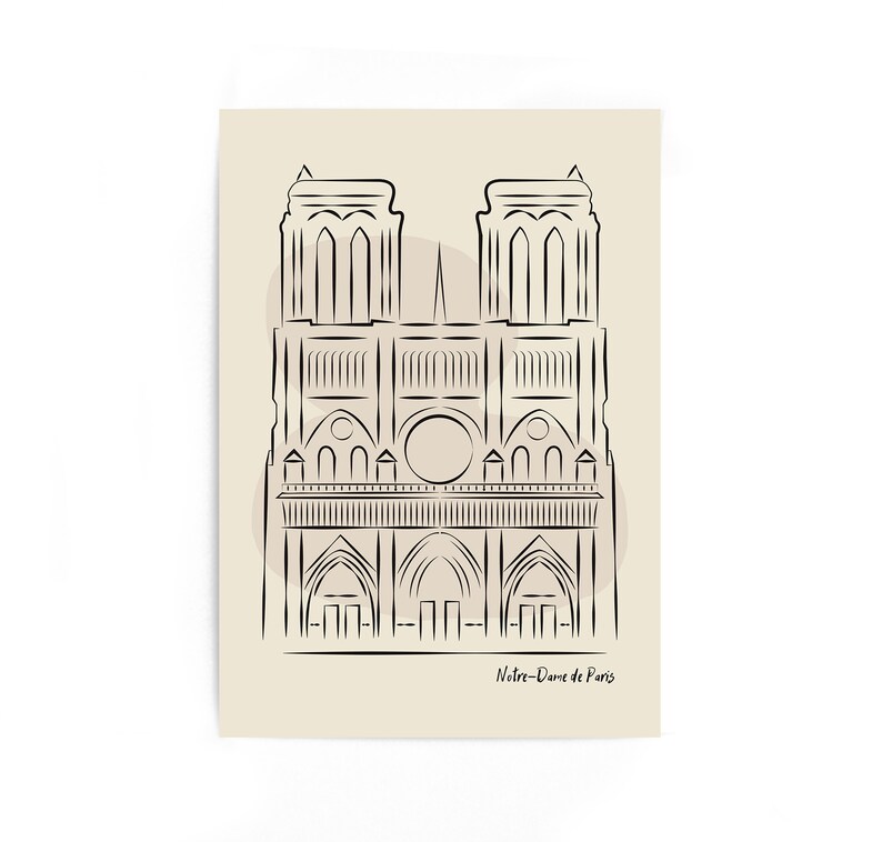 Paris Notre Dame Travel Poster Minimalistic Art Deco