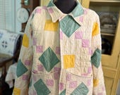 quilted coat, quilted jacket, upcycled quilt, vintage quilt, sustainable fashion, quilt coat