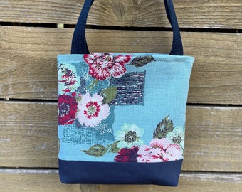 Boombastdoek tote tas, vintage boombastdoek, bloemenbastdoek, boodschappentas, tote tas, shabby chique tote, boerderij tas