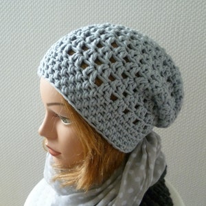 Sommer-Baumwoll-Beanie, Beanie Damen,Frauenbeanie, hellgrau Bild 1