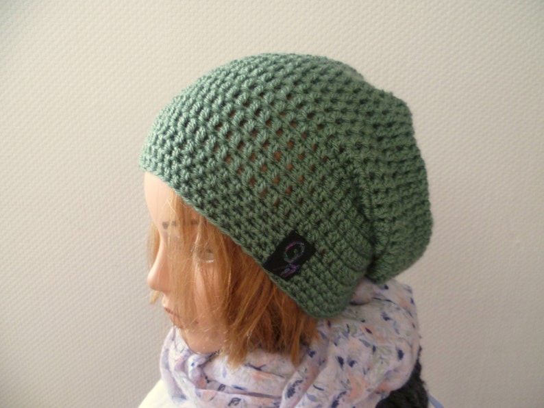 Bonnet annuel Hanna , bonnet pour femme, bonnet de transition, bonnet d'automne pour femme, bonnet léger, bonnet pour femme d'hiver, choix de couleurs Modell 1 graugrün