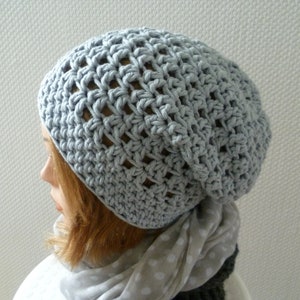 Sommer-Baumwoll-Beanie, Beanie Damen,Frauenbeanie, hellgrau Bild 4