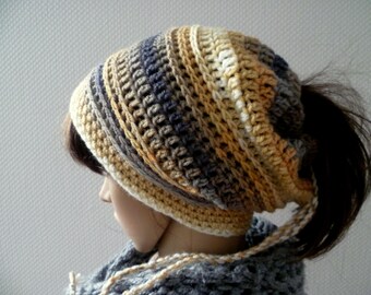 Lochmütze,Jahresbeanie, chaotisch Bun Beanie ,Zopfmütze,Pferdeschwanzmütze,Rastamütze,Beanie,Dreadbeanie,Dreadtube,Farbwunsch