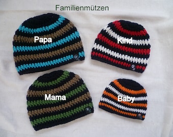 Winterbeanie/Mütze- Papa +Sohn /Mama +Tochter,Herrenbeanie,Damenbeanie,Kindermütze,Kinderbeanie,Familienbeanie