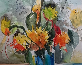 Sommerblumen, Aquarell 2022 Original