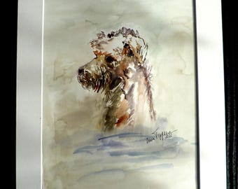Mein Liebling, Schnauzer, Aquarell Original, Hunde Aquarell, 2 Motive, Passepartout 30 x 40 cm