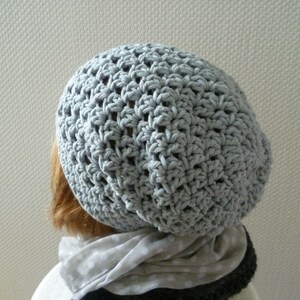 Sommer-Baumwoll-Beanie, Beanie Damen,Frauenbeanie, hellgrau Bild 3