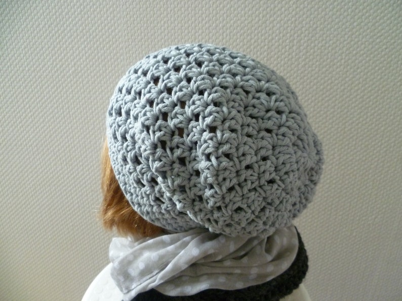 Sommer-Baumwoll-Beanie, Beanie Damen,Frauenbeanie, hellgrau Bild 3