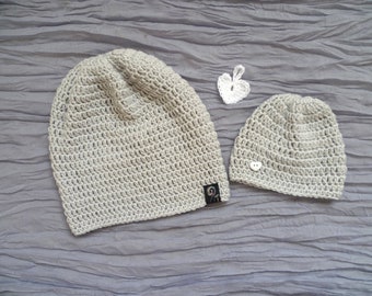 Merino-Mama und Baby, Baby-Mom-Set, Damen Beanie, Neugeborenen Mütze,Geschenk für Mama und Baby,Babymütze Jungen, Babymütze Mädchen