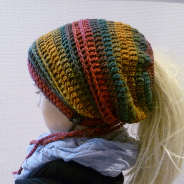 Lochmütze,Jahresbeanie, chaotisch Bun Beanie ,Zopfmütze,Pferdeschwanzmütze,Rastamütze,Beanie,Dreadbeanie,Dreadtube,Farbwunsch