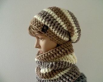 Beanie and loop, beanie set for winter, women's set, color choice