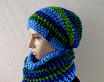 Beanie and loop, beanie set for winter, women's set, men's set, boys' set, color choice